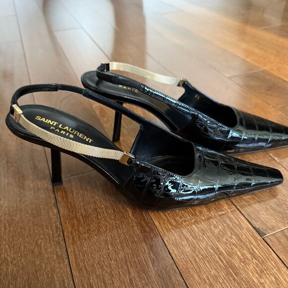 Saint Laurent Black Slingback Heels / Pumps Never Worn - Picture 4 of 4